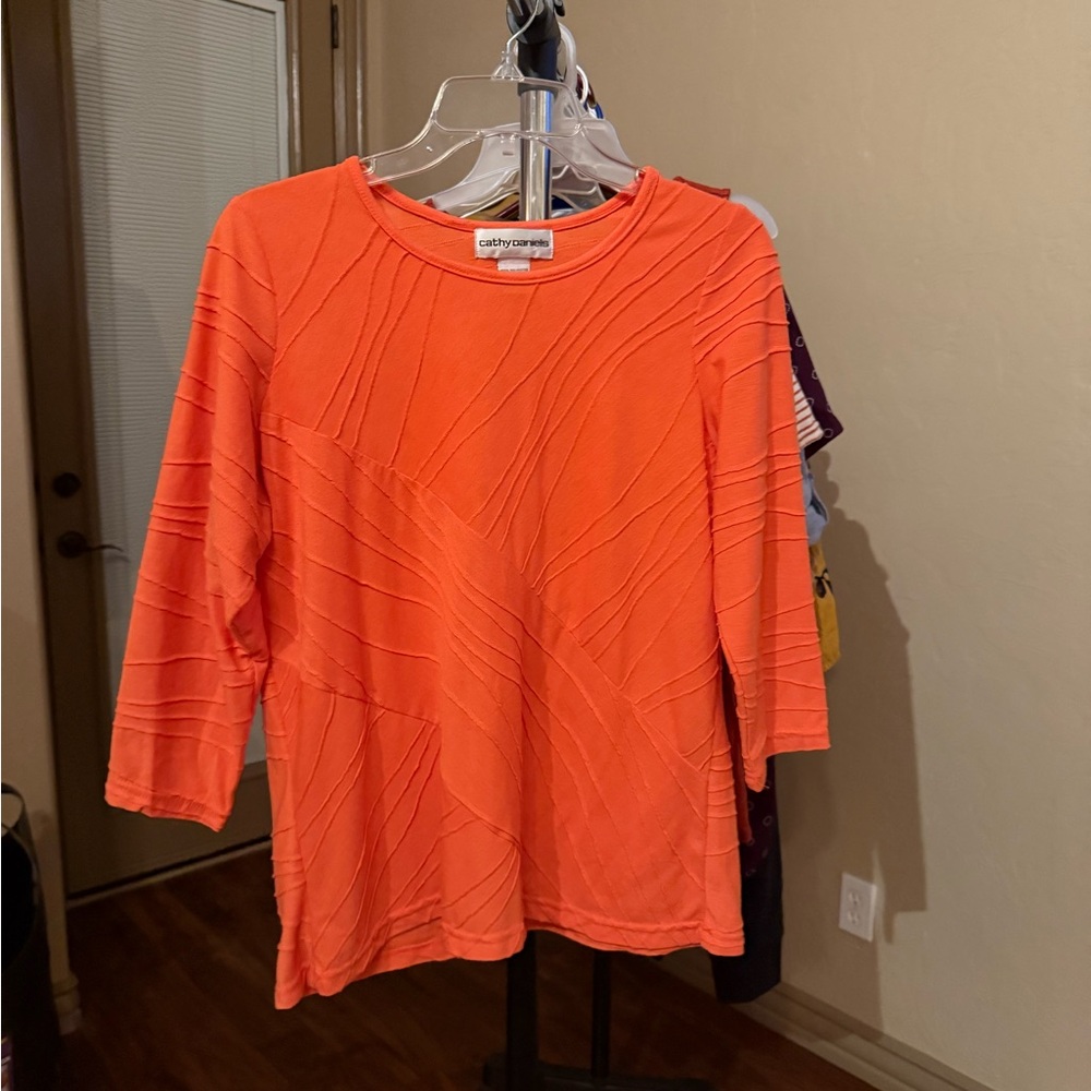Cathy Daniels Vibrant Orange Long Sleeve Top